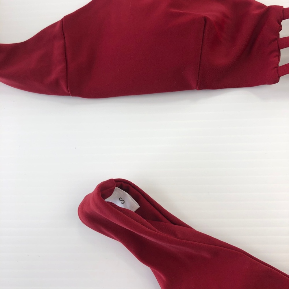 Bikini Small Backless Push Up Dark Red Swimsuit - Picture 3 of 6